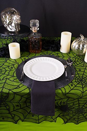 DIL Fekete Csipke Overlay Asztali Gyűjteménye Gótikus Halloween Dekoráció, Terítő, 54x72, Pókháló