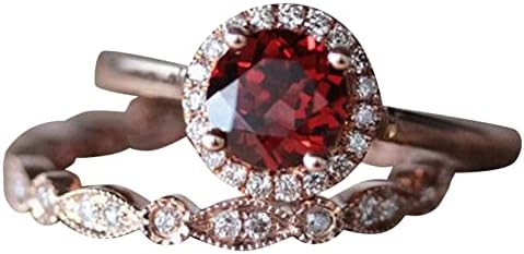 WYBAXZ Méret 15 Gyűrűk Nők 2db Vintage Egyedi Ovális Vágott Eljegyzési Gyűrű Piros Ígéret Gyűrű Finom Design Esküvői