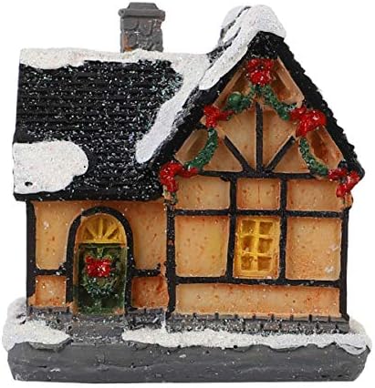 NUOBESTY Klasszikus Dekor, Klasszikus Dekor Fény Karácsonyi Jelenet Falusi Ház Mini Falu Házak Miniatűr Ház Kivilágított