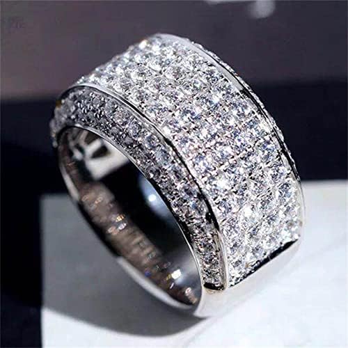 DBYLXMN Emlékmű Gyémánt Berakásos Teljes Teljes Cirkon Fél Emlékmű Gyűrű Gyűrű, Kör, Gyűrű Gyűrű a Nők (B, 7)