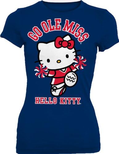 NCAA Mississippi Ole Miss Rebels Hello Kitty Pom Pom Junior Crew Tee Póló