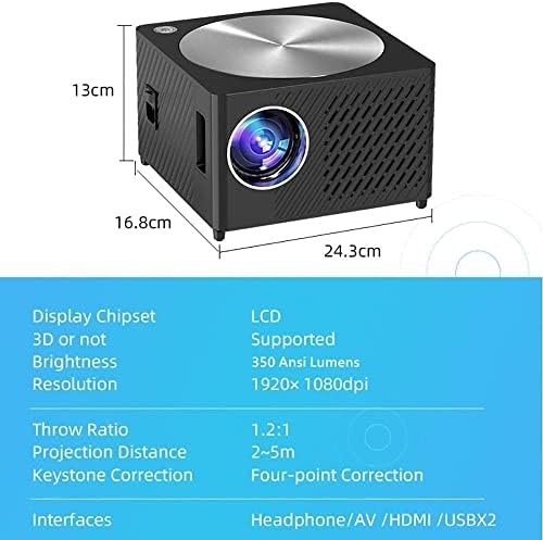 MXJCC Mini Projektor, Hordozható Video Projektor withLED Lámpa élettartam, Full HD 1080P Támogatott, Kompatibilis TV