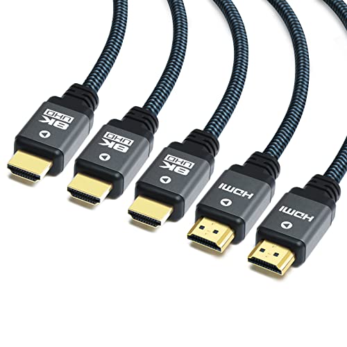 Yauhody 8K HDMI 2.1 Kábel 15ft (5 Csomag), Nagy Sebességű 48Gbps 8K 60Hz 4K 120Hz 10K Játék HDMI 2.1 Kábel, HDCP 2.2&2.3
