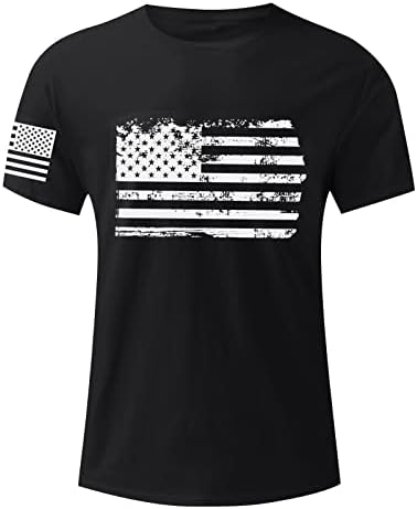 RTRDE Férfi Ingek Nap Pólók USA Zászló Grafikai T-Shirt Rövid Ujjú Amerikai Hazafias Vintage Póló, Ing, M-5XL