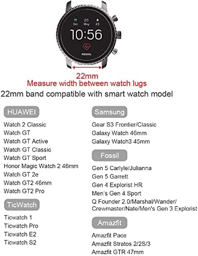 VeveXiao Fonott Solo Hurok Karkötő Kompatibilis a Samsung Galaxy Nézni 46mm/Watch 3 45mm/Gear S3, 22mm Fém Csat Rugalmas