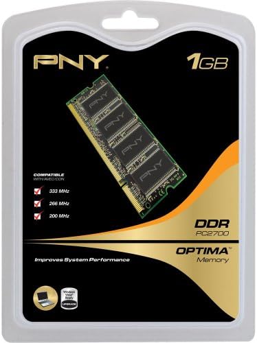 PNY Optima 1 GB DDR 333 MHz, PC2700 Notebook/Laptop SODIMM Memória Modul MN1024SD1-333