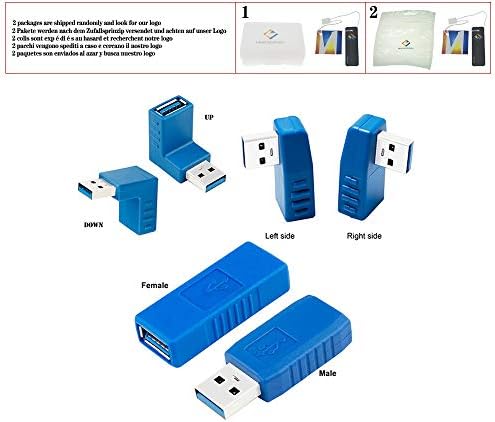 Kék 90 Fokos Függőleges Balra, Jobbra, Fel, Le, Ferde USB 3.0 Férfi-Női M/F Adapter Csatlakozó Átalakító,Bal