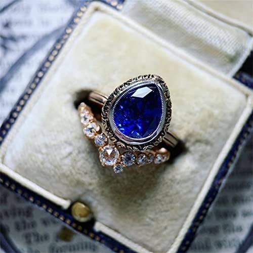 2023 Új Kör Részt Gyűrű, Ékszerek, Kék Gyűrű Cirkon Követ, Fényes Ékszer Divat Női Gyűrű Gyűrű Kő (Arany, 8)