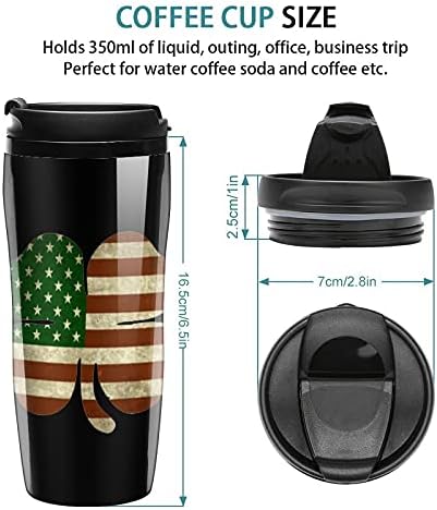 Évjárat amerikai Zászló Lóhere Lóhere Bögre Tea Csésze Fedő Otthoni Iroda, Utazási fekete-stílus