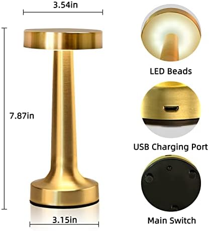 HOMMAX Vezeték nélküli asztali Lámpa Újratölthető, Érintse meg a LED-Lámpa,USB asztali Lámpa 3-Szintek a Fényerő, Éjjeliszekrény