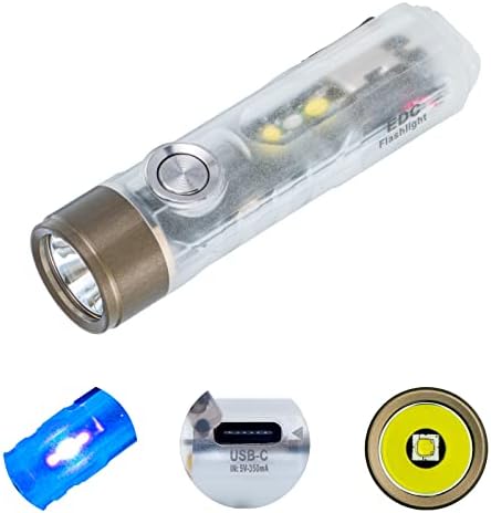 RovyVon A8 G4 USB-C az Újratölthető 650 lumen Kis Kulcstartó Zseblámpa Szuper Fényes Mini EDC Elemlámpák, Piros/Fehér/365nm