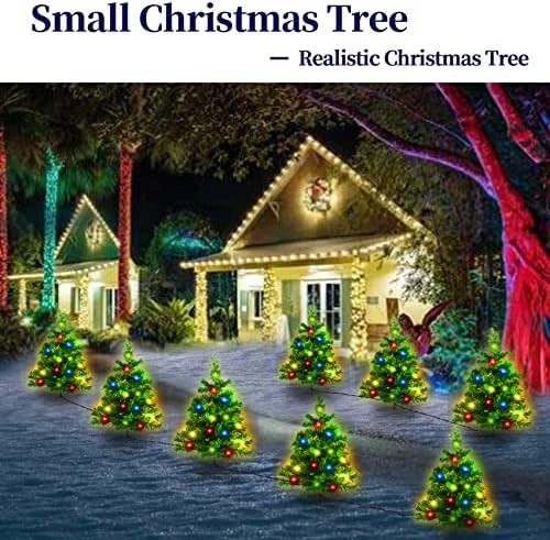 HeyKiddo 3 Csomag Napenergia karácsonyfa, Többszínű LED Karácsonyi Világítás Karácsonyi Díszek Kültéri, Napelemes Kis