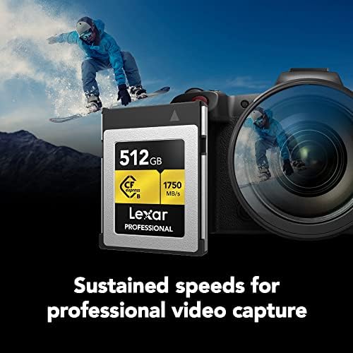 Lexar Professional 512 gb-os CFexpress B Típusú Memóriakártya Arany Sorozat, Akár 1750MB/s olvasási, Nyers 8K Videó