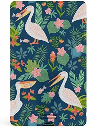 A pelikánok a Trópusi Virágok, Levelek, USB Memory Stick Üzleti Flash-Meghajtók Kártya, Hitelkártya, bankkártya Alakú
