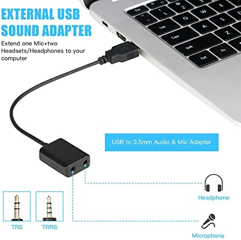 Saramonic USB 3,5 mm-es Audio Adapter Külső hangkártya 3,5 mm-es Fejhallgató-Mikrofon Jack Windows Mac Linux PC Laptopok,