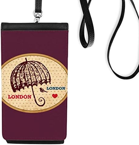 Egyesült KIRÁLYSÁG, London Esernyő Bélyegző Brit Phone Wallet Pénztárca Lóg Mobil Tok Fekete Zseb