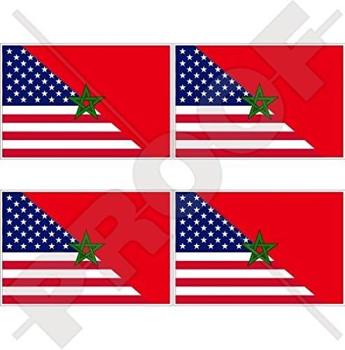 USA-Amerikai Egyesült Államok & MAROKKÓ Maroc, Amerikai-Marokkói Zászló 2 (50 mm) Vinil-Lökhárító-Sisak Matrica, Matricák