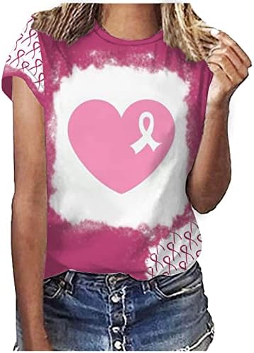 A mellrák Tudatosság Ing Nők október hordjuk Rózsaszín Fehérített Rövid Ujjú Aranyos Pillangó Szalag Grafikus Póló
