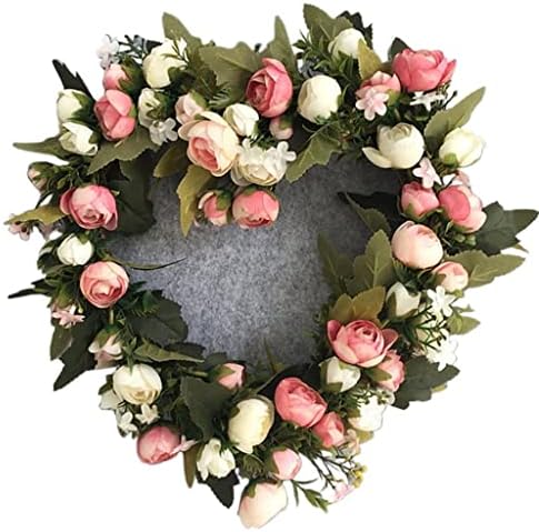GELTDN Rózsa Szív Alakú Koszorú, Esküvői Ház Dekoráció Ajtó Gyűrű Selyem Ruhát, Virág Fesztivál, Dekoráció