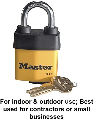 Master Lock 911DPF, nagy teherbírású Kerti Lakat Kulccsal, 1 Csomag, Sárga