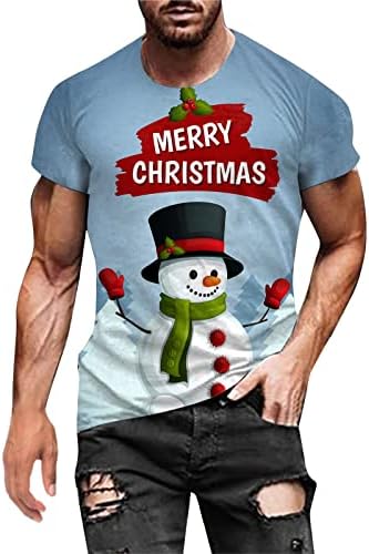ZDDO Férfi pólók Karácsonyi Mikulás Nyomtatás Katona Rövid Ujjú Felsők Vicces Karácsonyi Grafikus Fél Slim Fit Muscle