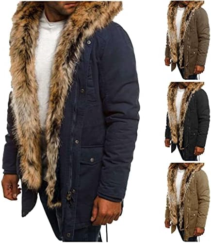 Férfi Megvastagodott Kabátban, Meleg, Szélálló Téli Összehúzható Derék Fleece Bélelt Ál - Hood Outwear Kabát Kapucnis