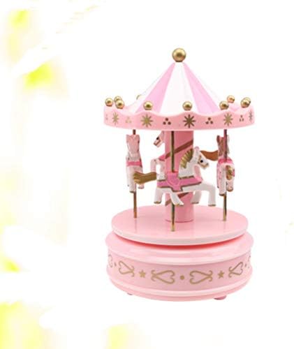 PartyKindom Rózsaszín Romantikus Körhinta Music Box Asztali Dísz Miniatűr Music Box Dekoráció Születésnapi Ajándék Fény