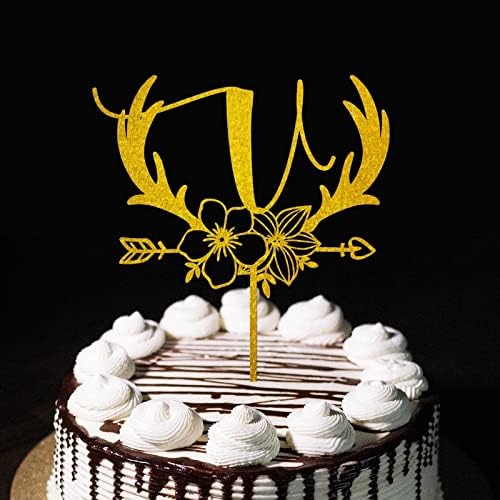 Arany Torta Topper F Levelet Monogram Eredeti Neve Esküvő, Születésnapi Torta Dekoráció Rusztikus Újrafelhasználható