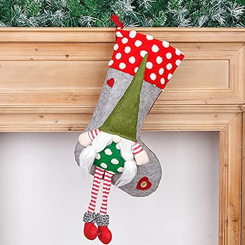 Fonzci 2 Csomag Karácsonyi Harisnya svéd Gnome Hosszú Lábakkal Kandalló Harisnya 3D Plüss Karácsonyi Harisnya az Ünnep