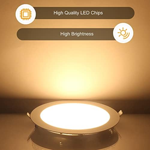 xingruyu 7 Hüvelykes Ultra Vékony Süllyesztett LED Mennyezeti Lámpa, Sima Berendezés, 3000K Meleg Fehér, Szabályozható,