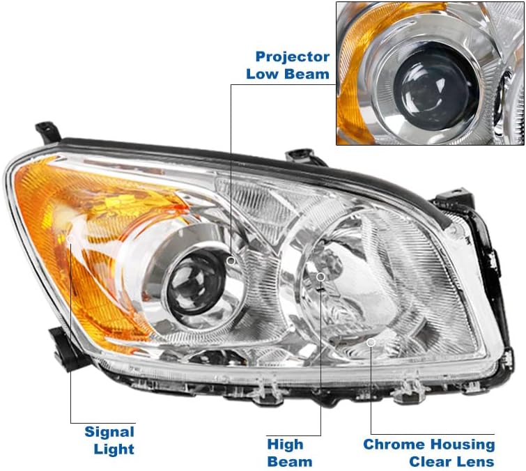 ZMAUTOPARTS Chrome-Vetítő Fényszórók, Fényszóró, 6 Kék LED Világítás DRL A 2009-2012-Es Toyota RAV4