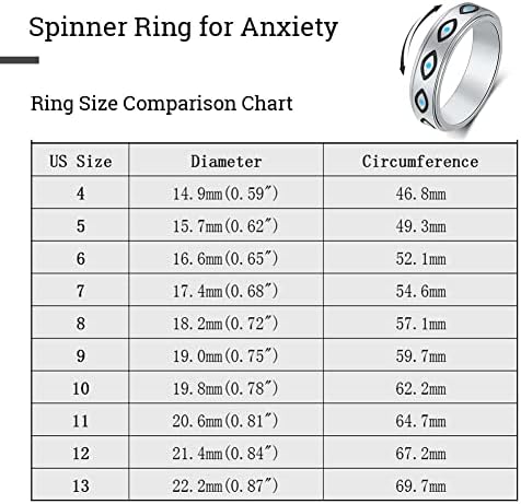 Oreillestar Szorongás Gyűrű a Nők Spinner Titán Gyűrű Rozsdamentes Acél Fidget Gyűrű Férfiak, Nők, Tinédzserek 6mm Széles