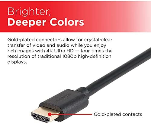 UltraPro 4K-HDMI Kábel, 12 ft. Nagy Sebességű, 4K 1440p 1080p 10.2 Gbps Ethernet, Arany Csatlakozók, Streaming, Szerencsejáték,