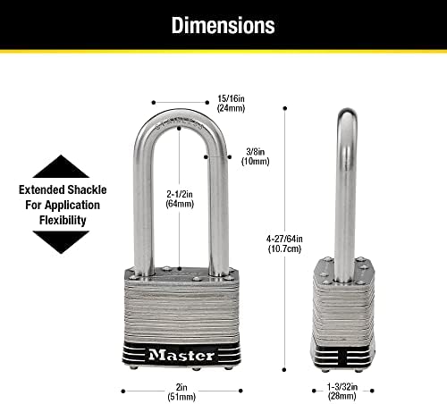 Master Lock 5SSQLJ Rozsdamentes Acél Kerti Lakat Kulccsal, 4 Csomag Kulcsos-Ugyanúgy, Ezüst