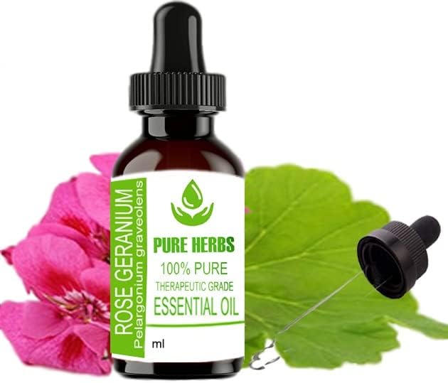 Tiszta Gyógynövények, Rózsa, Muskátli (Pelargonium graveolens) Pure & Natural Therapeautic Minőségű illóolaj Cseppentő
