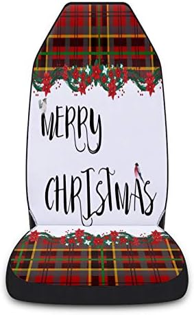 YOUNGKIDS Boldog Karácsonyt Buffalo Kockás Nyomtatás Autó üléshuzatok, 2 darabos Készlet Első Egyetemes Carseat Párna