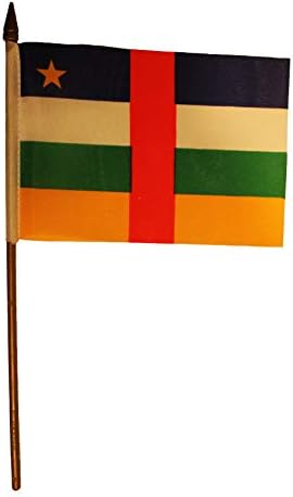 Közép-Afrikai Köztársaság a Kis 4 X 6 Hüvelyk Mini Stick Zászló Banner 10 Centis Műanyag Rudat Poliészter Új