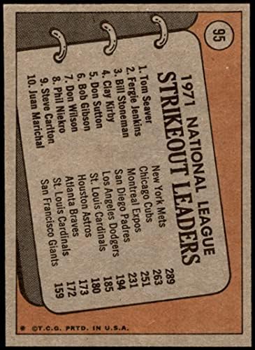 1972 Topps 95 NL Strikeout Vezetők Fergie Jenkins/Tom Seaver/Bil Stoneman Mets/Cubs/Kiállítások (Baseball Kártya)