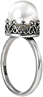 Yistu Cheaps Gyűrűk Nők Vintage Gyöngy, Gyűrű, Női Divat, Ékszerek Legnépszerűbb Tartozékok (Ezüst, 6)