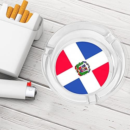Dominikai Köztársaság Zászló Üveg Hamutartó Kerek Cigaretta Hamutartó Birtokos Esetben A Home Office Beltéri Dekoráció