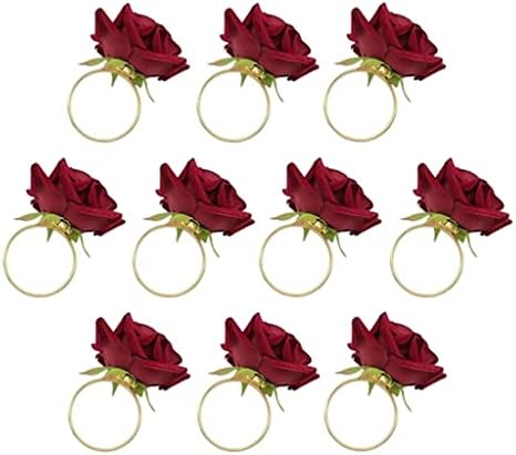 XDCHLK 10db Piros Rózsa Alakú Törölközőt Csat Szalvéta Gyűrű, Esküvői Buli Hotel Táblázat Dekor Szalvéta tartó