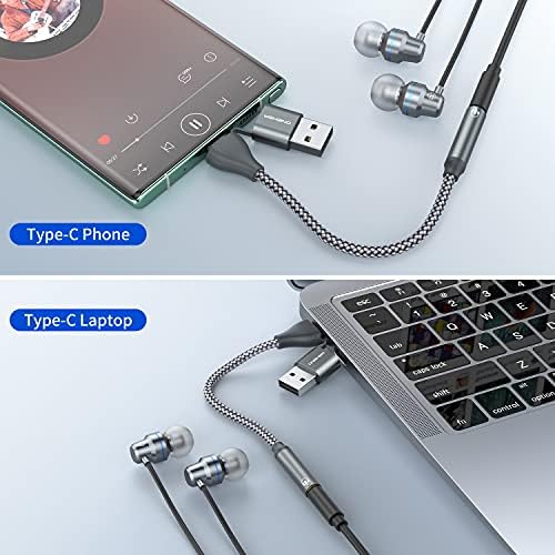 USB 3,5 mm-es Audio Adapter,2-in-1 USB-A vagy USB-C Típus 3,5 mm-es Női Audio Jack Kábel, Fülhallgató,Külső Sztereó
