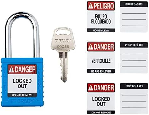Brady Biztonsági Zár Lakat Szett - 6-Pack - Kék - Kulcsos Egyforma Biztonsági Zár Lakat - 1-es Gombot Per Lock - SDPL-BLU-38ST-KA6