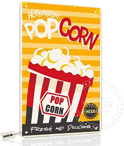 SAZUYEM Adóazonosító Jel Retro Style Jel Popcorn Vintage Fali Dekoráció Cinema házimozi Fali Dekor Alumínium Fém Tábla