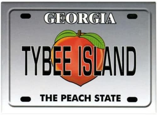 Tybee Island, Georgia Rendszám Hűtőszekrény Gyűjtői Szuvenír Mágnes 2.5 X 3.5