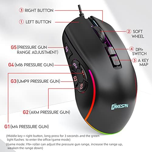 Gaming Mouse 6D Számítógép Vezetékes Egér Ergonomikus Kialakítás RGB Fény Optikai Egerek PC Laptop