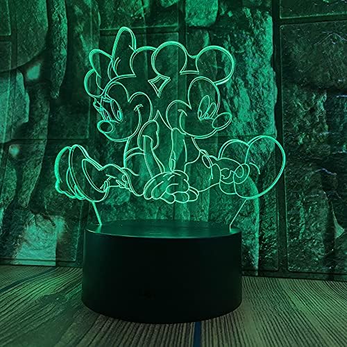 Anime Karakter Mickey Minnie Figurák Tündér Fény Rajzfilm Egér 3D LED Optikai Illúzió Dekoráció asztali Lámpa 16 Színek