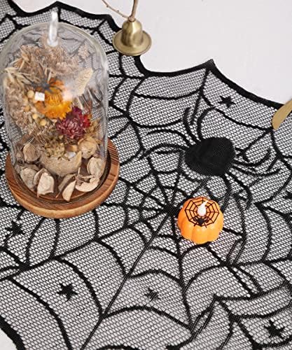 Halloween asztali Futó Csipke Fekete Pókháló asztali futó 18x72inch 4 darabos Ágynemű Poliészter Parti Gótikus Fesztivál