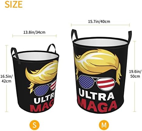 Trump Ultra Maga Szennyesben Kör Alakú Kosárban Összecsukható Játék Szervezője Hálószoba, Fürdőszoba Szennyestartó