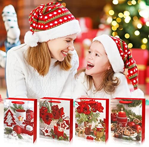 Karácsonyi Ajándék Táskák, Walnutty 12Pack Ajándék Wrap Táskák,12.6 Coll Ajándék táska Közepes Méret, Karácsonyi Ajándék,